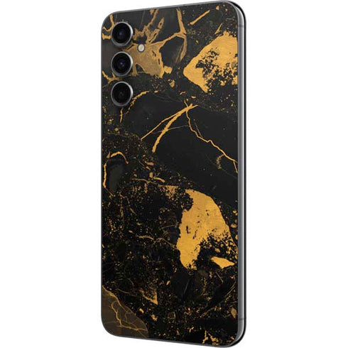 Black and Gold Scattered Marble Galaxy A14 5G Skin